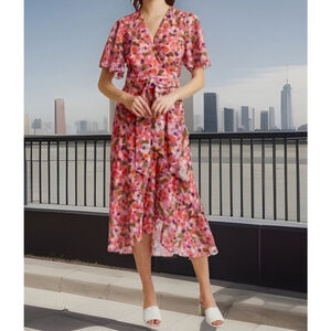 NWT Tanya Taylor Blaire Wrap Maxi Dress Size 0 Hi Low Floral Luxury A-Line $545